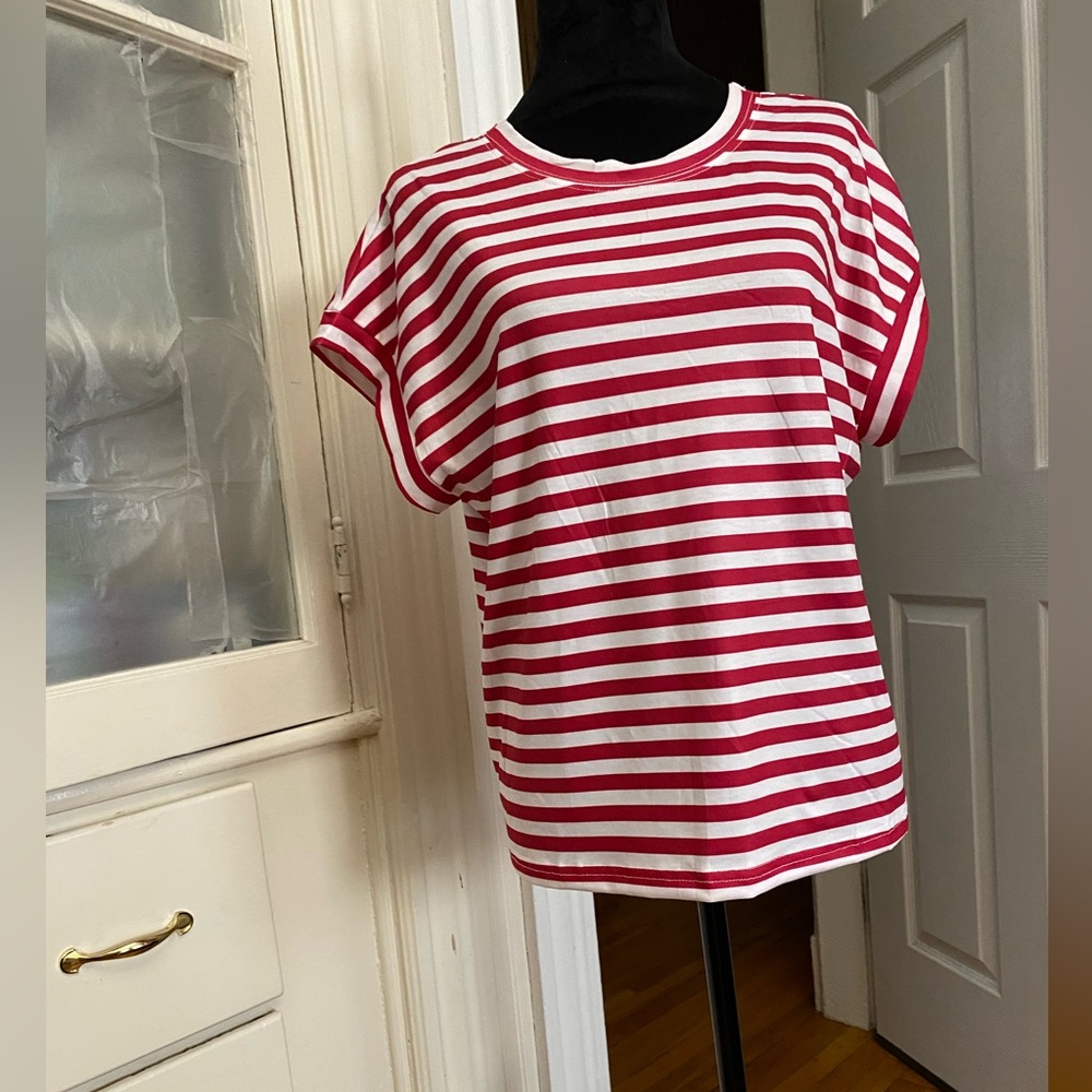 SweatyRocks red and White Striped T-Shirt sleeveless top